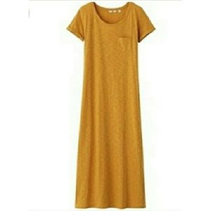 Uniqlo Orange Burn Out Maxi T-Shirt Dress